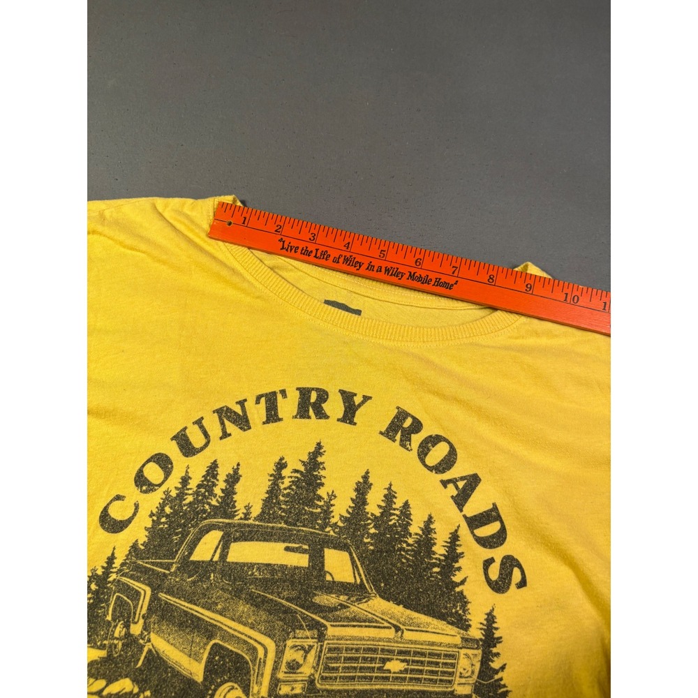 GM Chevrolet Country Roads Take Me Home Yellow Graphic Tee Shirt Medium Cotton - Picture 8 of 10